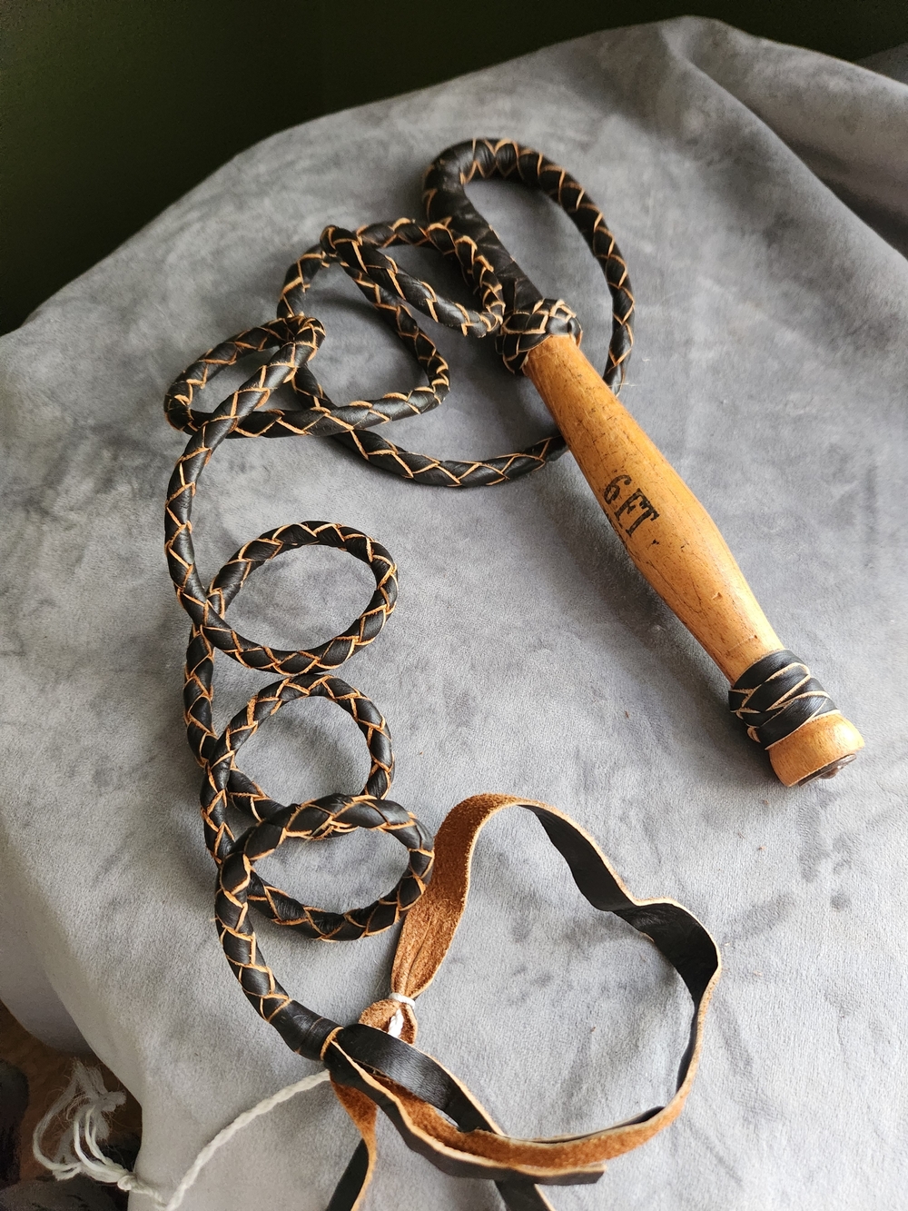 New - 6 Foot Long Leather Braided Whip - Handmade in Mexico